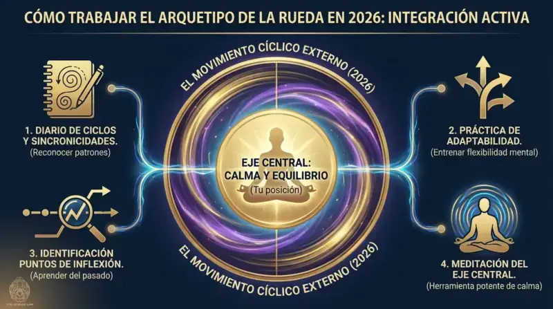 ilustración sobre Como trabajar el arquetipo de la Rueda en 2026. The Zodiac Lab