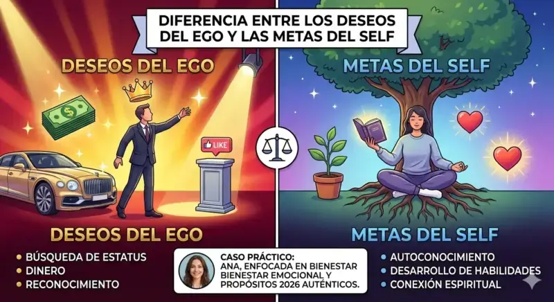 Diferencias entre los deseos del ego y las metas del self. Ilustración de The Zodiac Lab