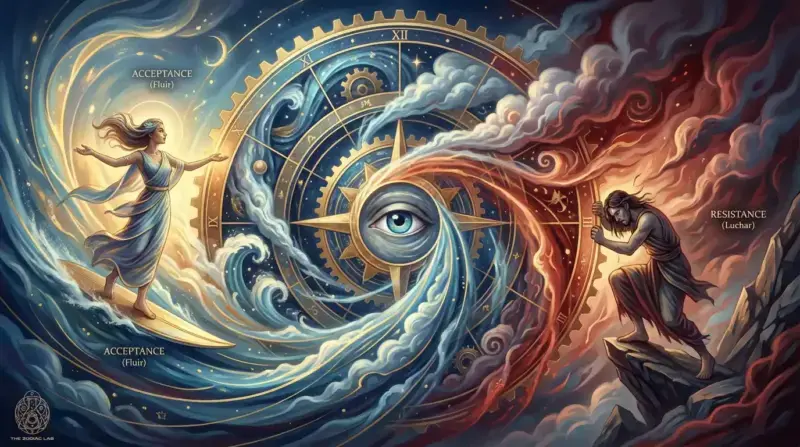 ulustración de The Zodiac Lab sobre La Rueda de la Fortuna-el movimiento cíclico