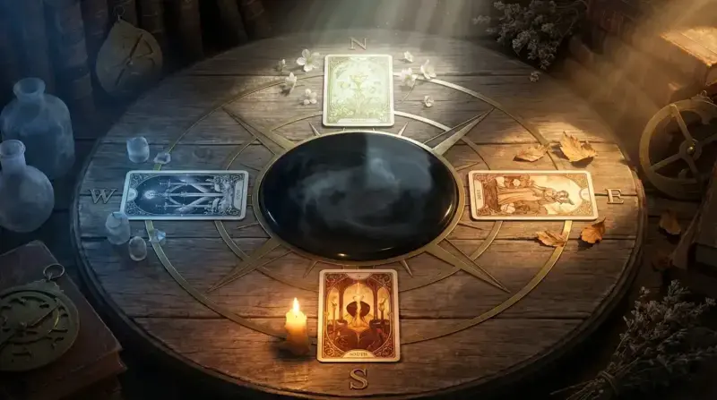 Los guardianes del umbral. Los trimestres en el tarot arquetipal. Interpretación del tarot arquetipal, ilustración. thezodiaclab.com