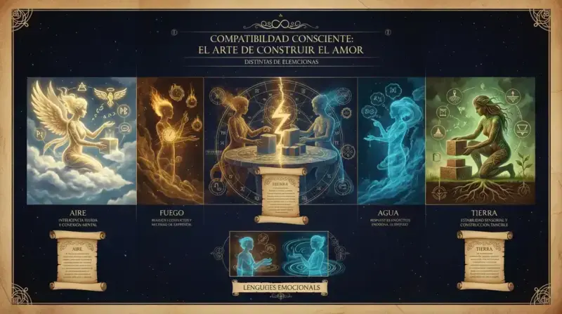 ilustración sobre la compatibilidad consciente. The Zodcia Lab